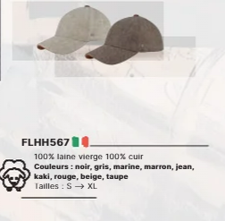 Casquette baseball en laine vierge de chez FLECHET
