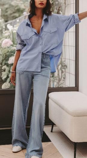 JEAN ESTHER 265 Le pantalon wide leg workwear incontournable -
