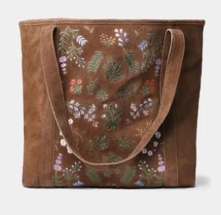 SIURANA Sac pour femme en croûte de cuir avec broderie florale