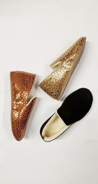 Chaussons coco cuir velours et un intérieur doublé laine véritable