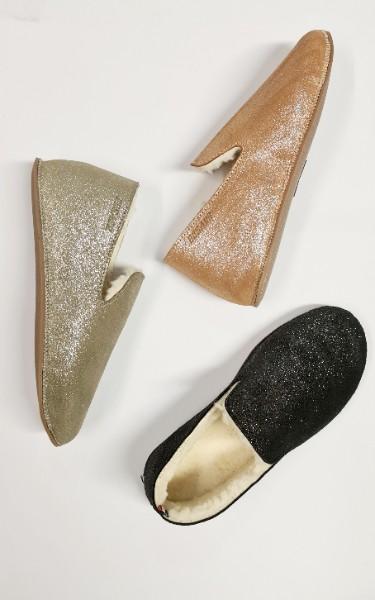 Chaussons coco cuir velours et un intérieur doublé laine véritable