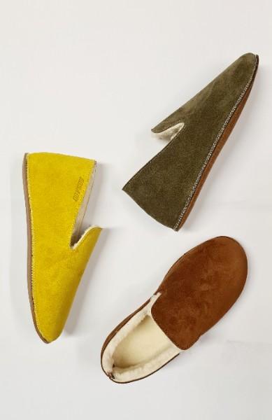 Chaussons coco cuir velours et un intérieur doublé laine véritable