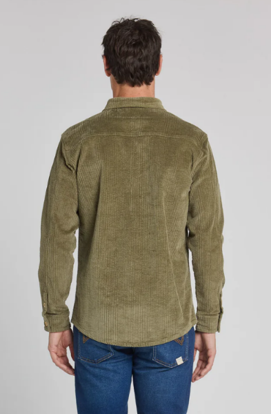 Surchemise unie en velours VERT de chez PULLIN