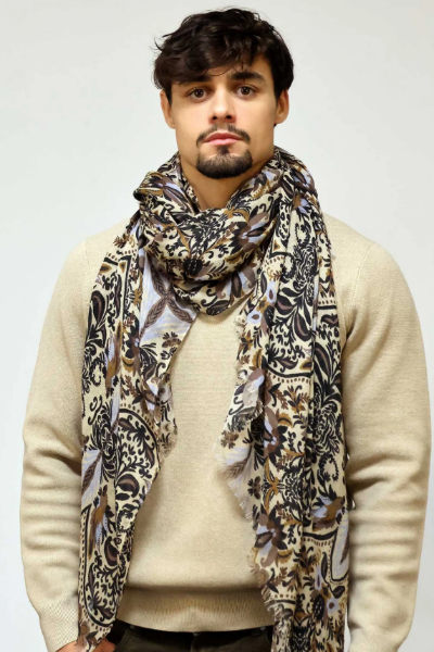 FOULARD EN LAINE NIELS CREME de chez MONSIEUR CHARLI