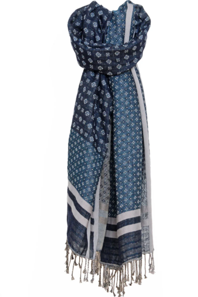 ECHARPE EN COTON ET LAINE MAXIME BLEU de chez MONSIEUR CHARLI