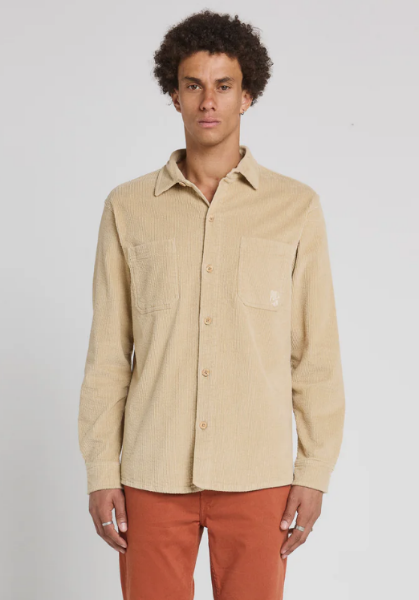  Surchemise unie en velours BEIGE de chez PULLIN