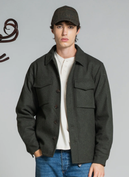 VESTE DEREK VERT MIL EN LAINE BOUILLIE de chez IMPURE
