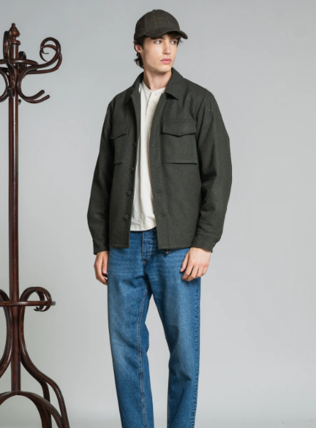 VESTE DEREK VERT MIL EN LAINE BOUILLIE de chez IMPURE