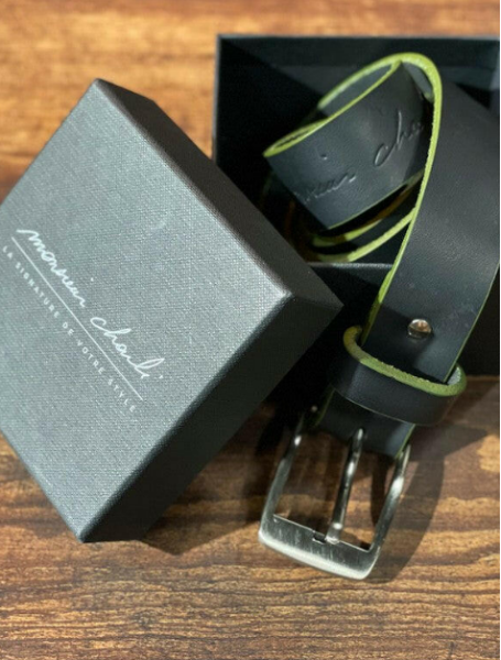 CEINTURE EN CUIR OSCAR NOIR de che Monsieur Charli