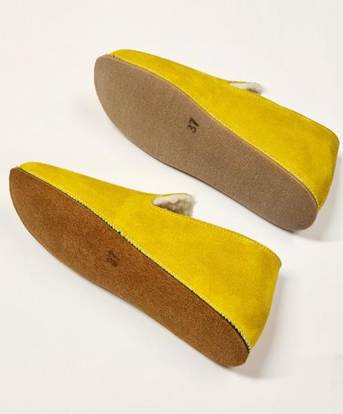 Chaussons coco cuir velours et un intérieur doublé laine véritable