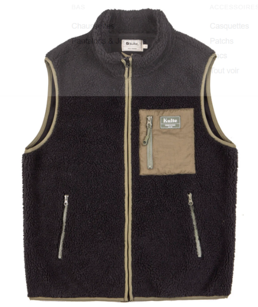 VESTE NO ARM SHERPA NOIR de chez KULTE