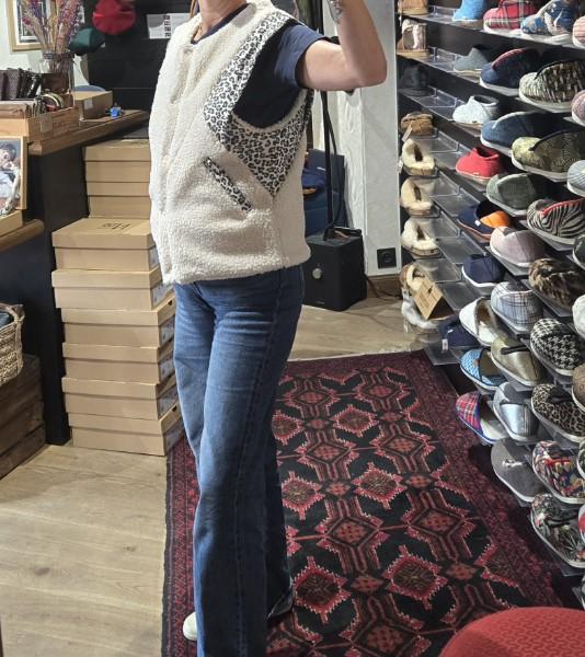 veste anouk et ninon Gino beige et empiècements léopard tout doudou