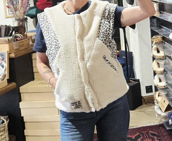 veste anouk et ninon Gino beige et empiècements léopard tout doudou