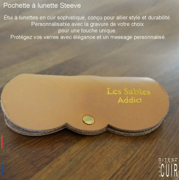 Steve pochette à lunettes Pochette lunettes en  cuir avec message sur le rabat