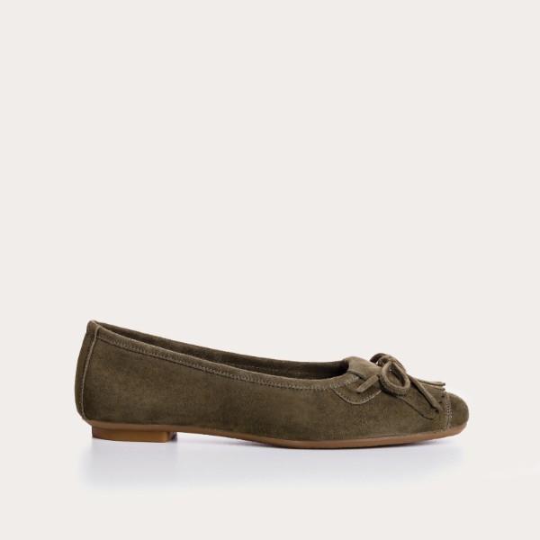 BALLERINES HINDI PEAU OLIVE 