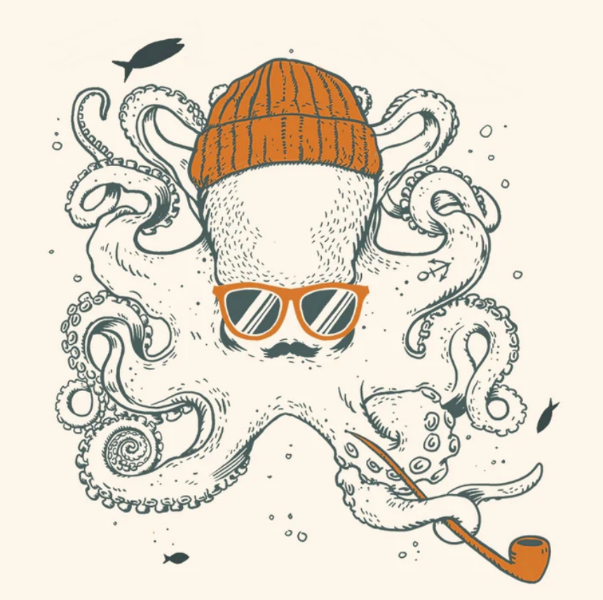 T-shirt octopus Beige de chez OCEAN PARK
