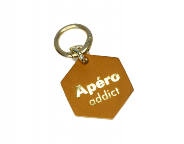 Porte clefs Ethan Porte clefs en cuir lisse à tannage végétal avec message