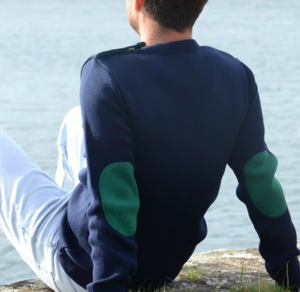 Pull marin OPTIMIST' bleu marine & vert – DARYL – Fabriqué en France