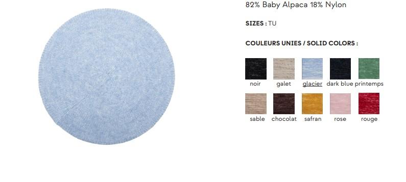 Béret MONA  en pur Alpaga de haute qualité pour un maximum de confort et de chaleur 