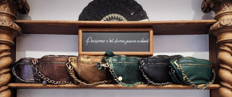 sac, banane, MILA LOUISE cuir 