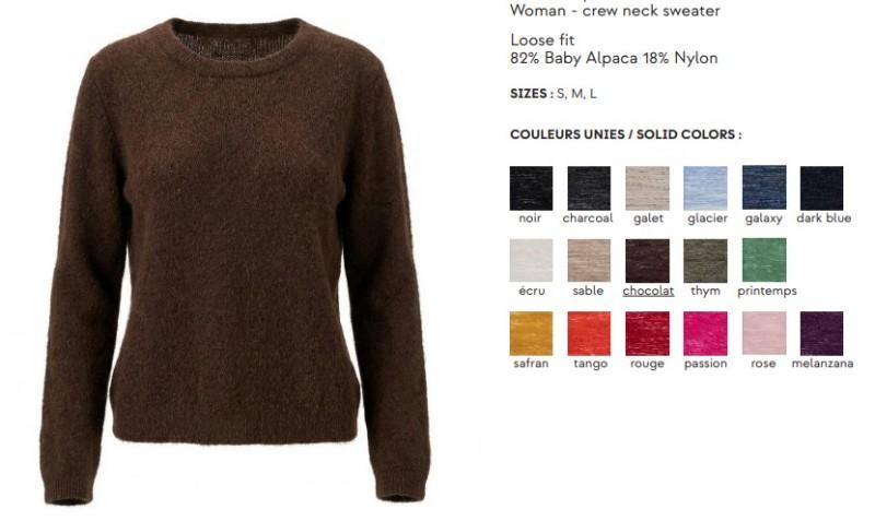 pull  ARIELLE en pur Alpaga de haute qualité pour un maximum de confort et de chaleur 