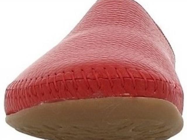 Pantoufle d'été haflinger SOFTINO en cuir rouge avec voute plantaire 