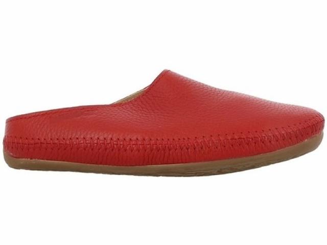 Pantoufle d'été haflinger SOFTINO en cuir rouge avec voute plantaire 
