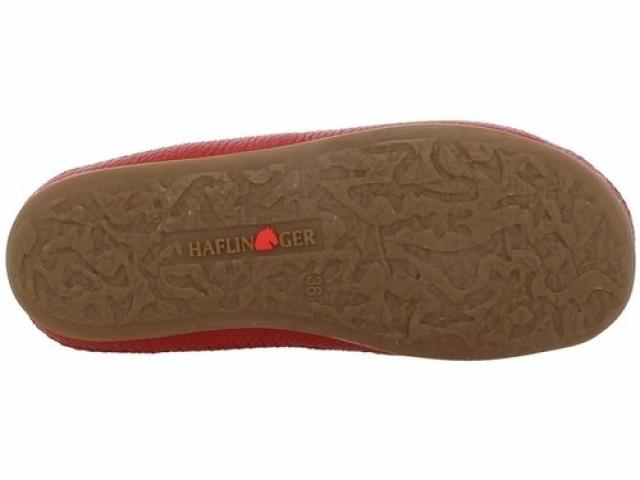 Pantoufle d'été haflinger SOFTINO en cuir rouge avec voute plantaire 