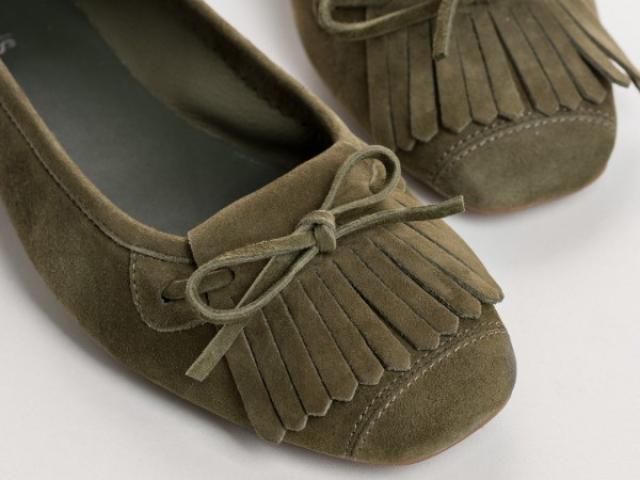 BALLERINES HINDI PEAU OLIVE 