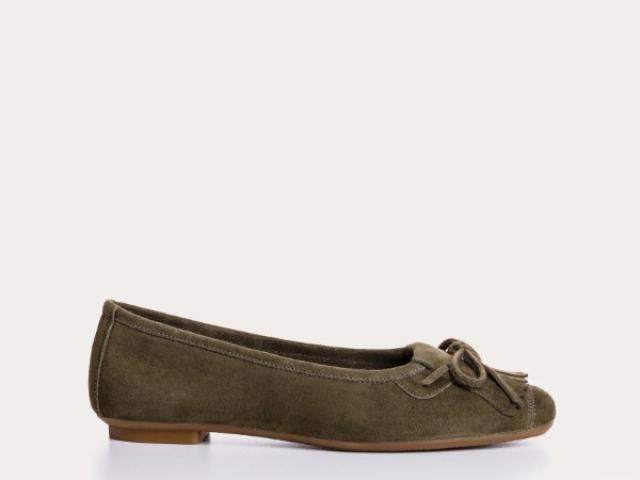 BALLERINES HINDI PEAU OLIVE 