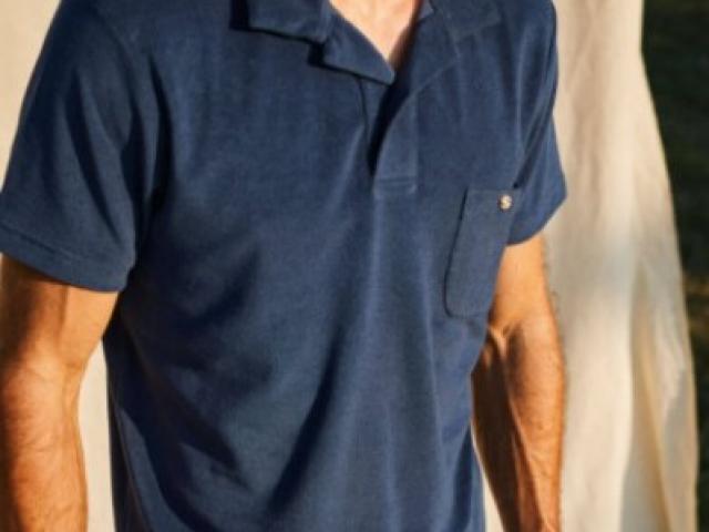 Polo pour Homme en éponge navy col boutonnée FRANCAIS GILI'S 
