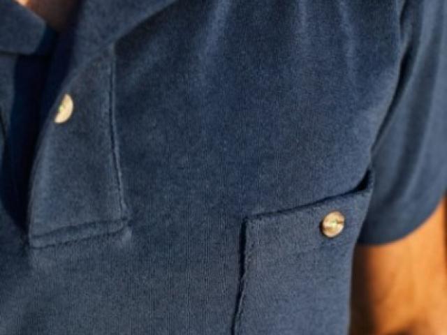 Polo pour Homme en éponge navy col boutonnée FRANCAIS GILI'S 