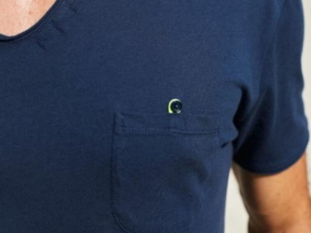 T-shirt GILI'S col TUNISIEN navy  100 % coton biologique certifié Oeko Tex 
