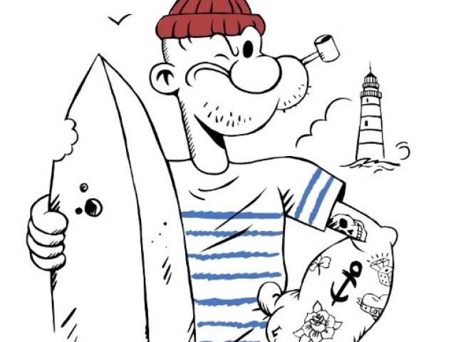 Tee-shirt Océan Park Popeye Surfeur