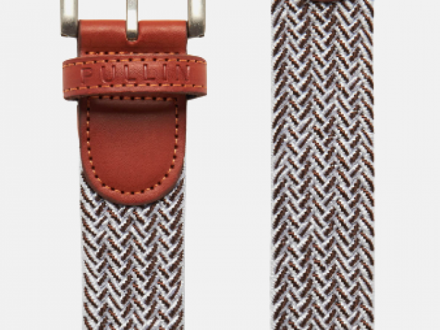 Ceinture élastique PULLIN unie tressée avec empiècement cuir