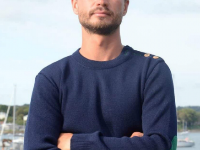 Pull marin OPTIMIST' bleu marine & vert – DARYL – Fabriqué en France
