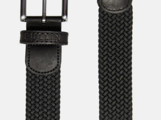 Ceinture élastique PULLIN unie tressée avec empiècement cuir