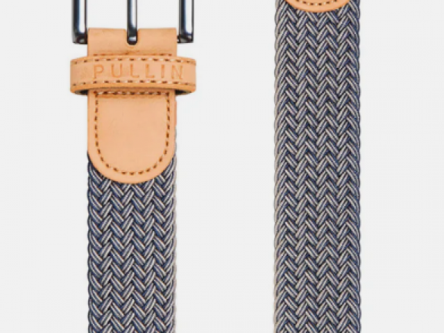 Ceinture élastique PULLIN unie tressée avec empiècement cuir