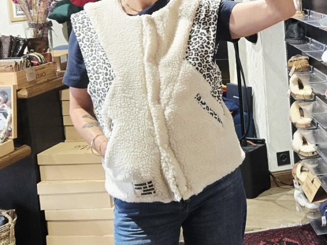 veste anouk et ninon Gino beige et empiècements léopard tout doudou
