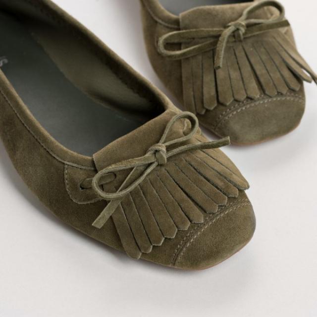 BALLERINES HINDI PEAU OLIVE 