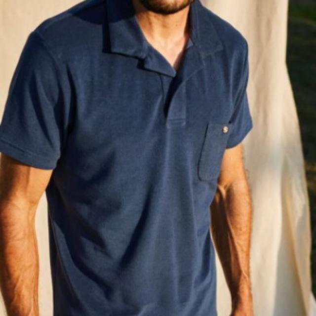 Polo pour Homme en éponge navy col boutonnée FRANCAIS GILI'S 