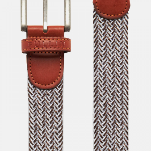 Ceinture élastique PULLIN unie tressée avec empiècement cuir